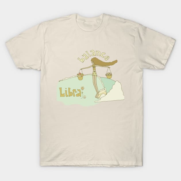 libra zodiac surf style // retro surf art by surfy birdy T-Shirt by surfybirdy